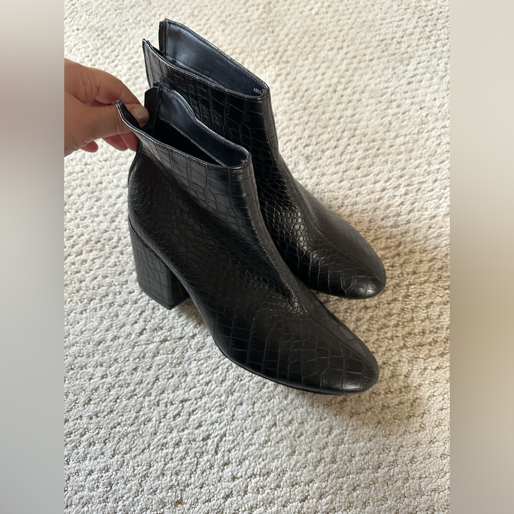 Black snake skin booties